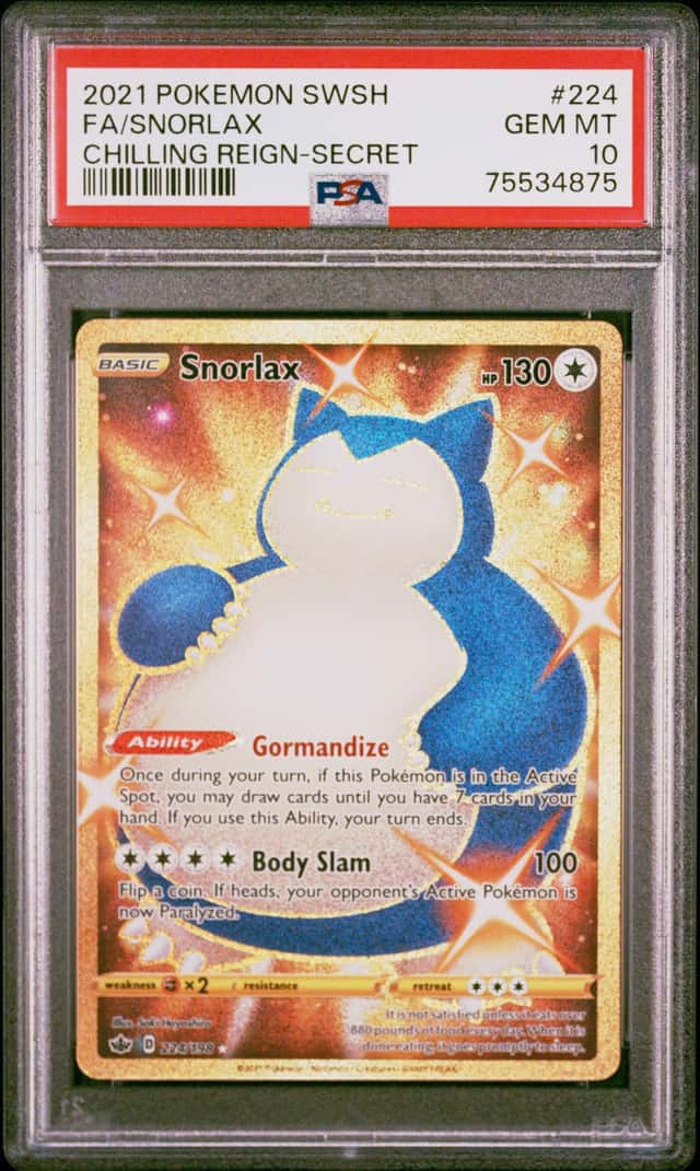 Pokemon TCG Chilling Reign Snorlax 224/198 Secret Rare Holo PSA 10 (2021)