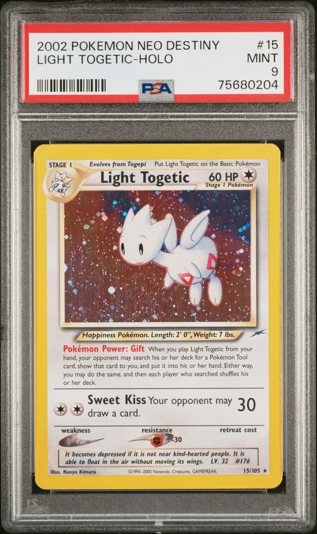 PSA 9 Light Togetic Holo 15/105 Neo Destiny Pokemon Mint WOTC