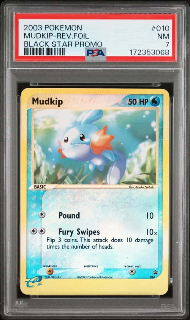 2003 POKEMON BLACK STAR PROMO #010 MUDKIP-REVERSE FOIL PSA 7