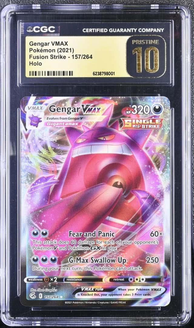 2021 POKEMON FUSION STRIKE #157/264 GENGAR VMAX HOLO CGC PRISTINE 10