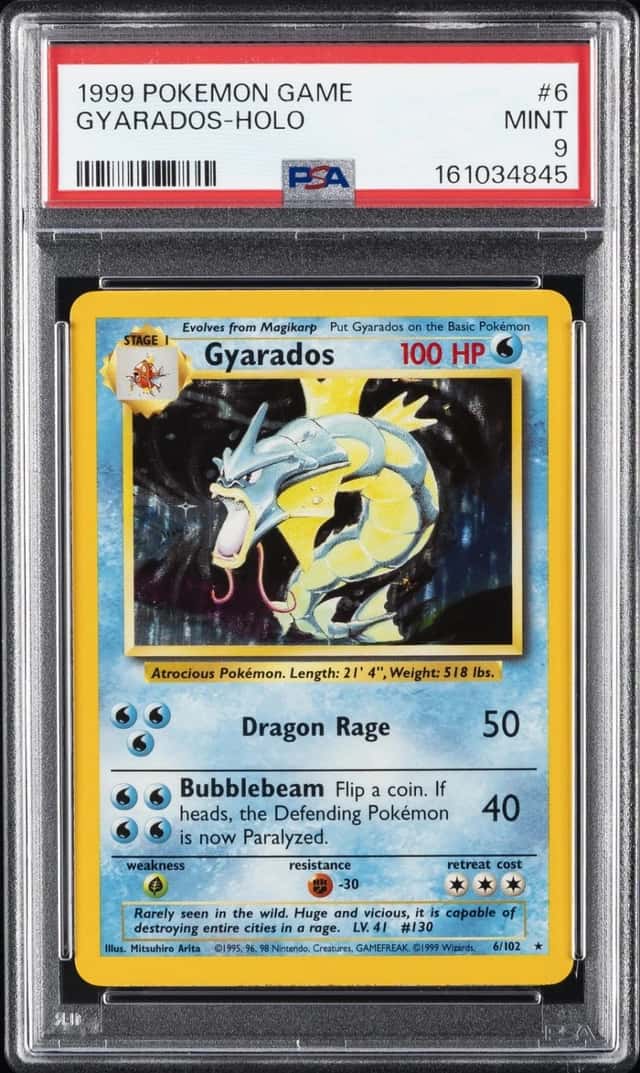 1999 POKEMON BASE SET UNLIMITED #6 GYARADOS-HOLO PSA 9