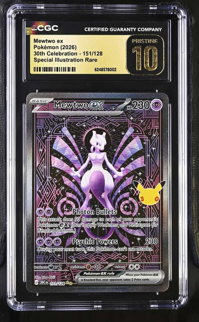 CGC Pristine 10 Mewtwo ex 151/128 30th Celebration SIR Pokemon. BEAUTIFUL CARD!!