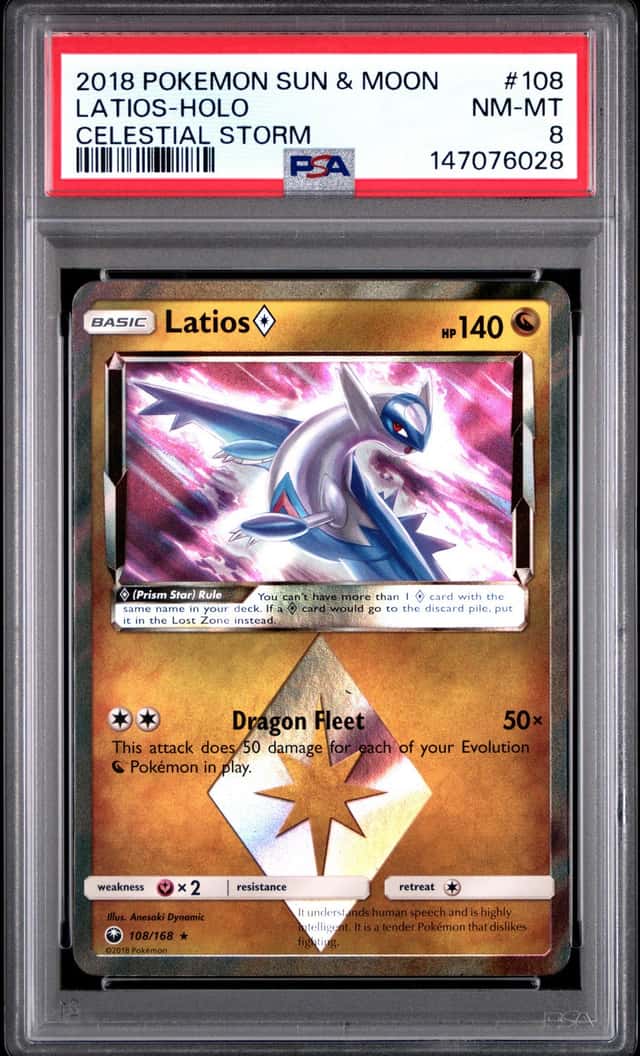 2018 Pokemon Celestial Storm Latios Prism Star #108/168 PSA 8 Holo