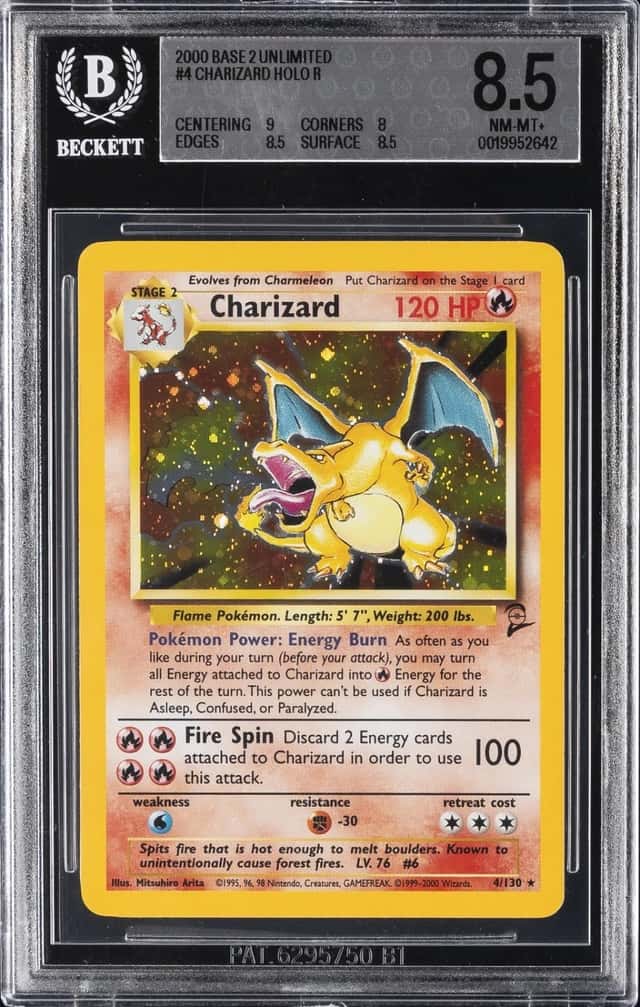 2000 POKEMON BASE SET 2 #4 CHARIZARD BGS 8.5