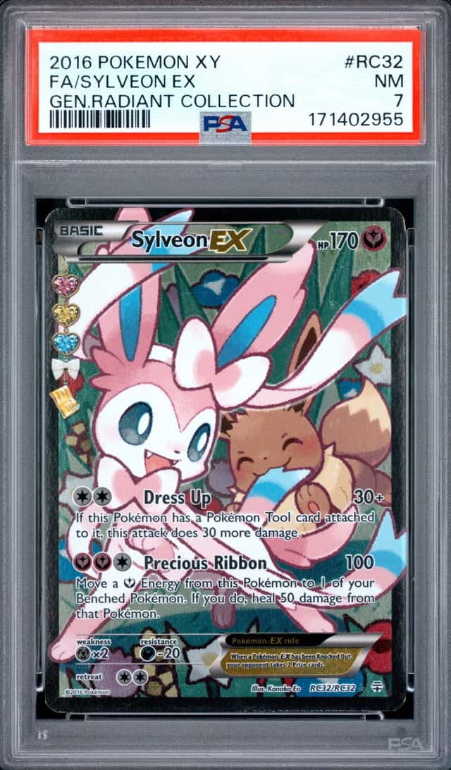 2016 POKEMON XY GENERATIONS RADIANT COLLECTION #RC32 FULL ART/SYLVEON EX PSA 7