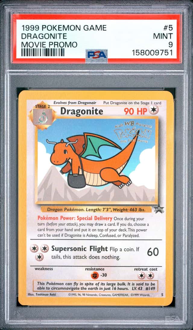 1999 POKEMON GAME MOVIE PROMO #5 DRAGONITE PSA 9