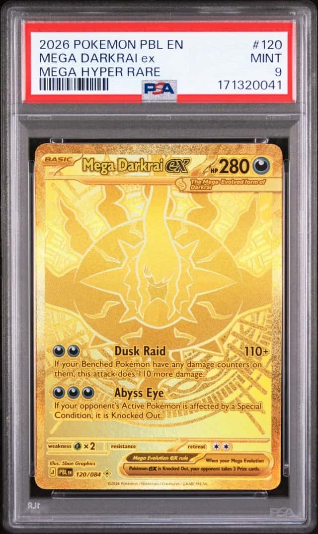 2026 POKEMON PBL EN-PITCH BLACK MEGA HYPER RARE #120 MEGA DARKRAI EX PSA 9