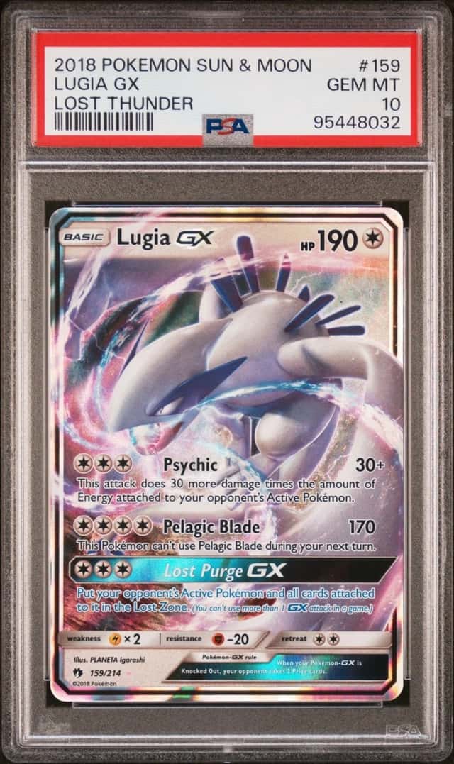 2018 POKEMON SUN & MOON LOST THUNDER #159 LUGIA GX PSA 10