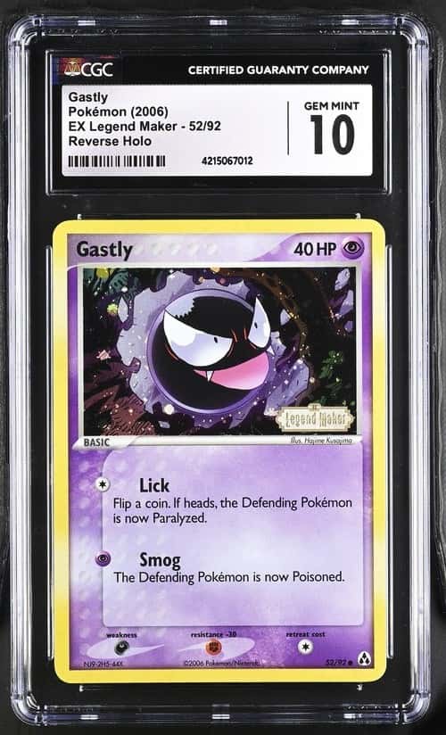 2006 Pokémon Gastly Reverse Holo EX Legend Maker #52/92 CGC 10