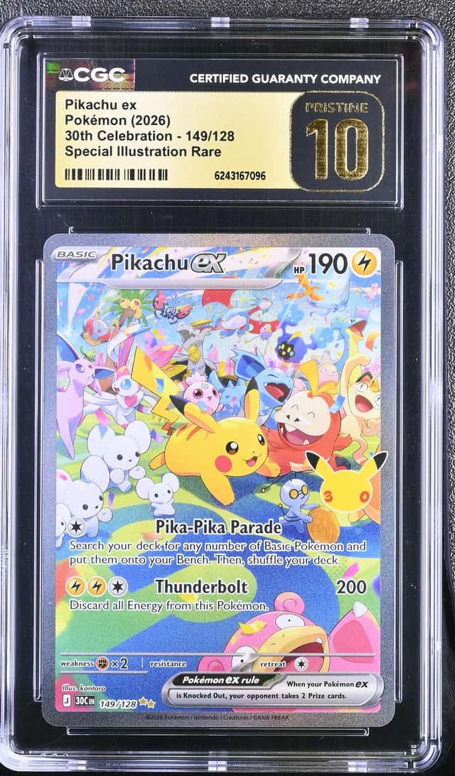 PIKACHU EX 2026 POKEMON 30TH 149 SPECIAL ILLUSTRATION RARE PRISTINE CGC 10 Q7128