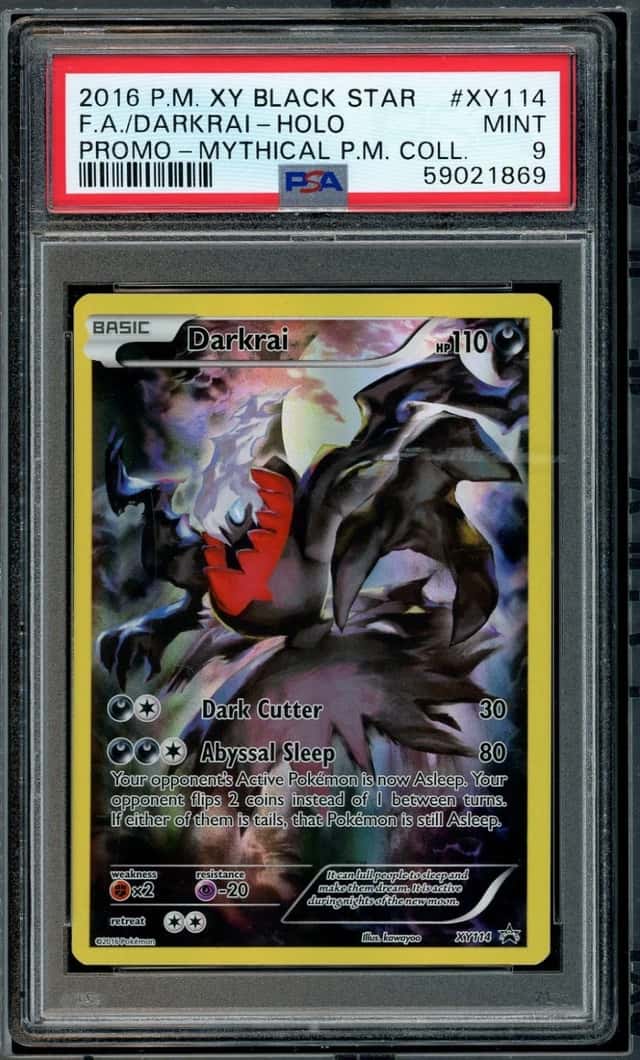 POKEMON FA/DARKRAI 2016 BLACK STAR PROMO #XY114 PROMO-MYTHICAL P.M. COLL. PSA 9