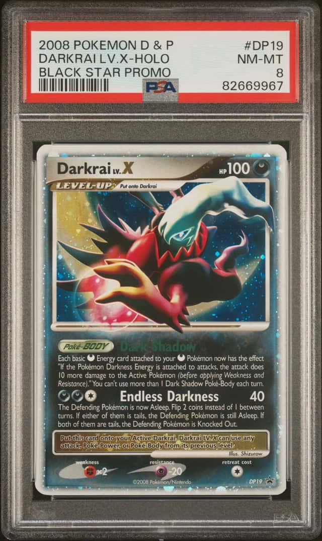2008 POKEMON DIAMOND & PEARL BLACK STAR PROMO #DP19 DARKRAI LV.X-HOLO PSA 8