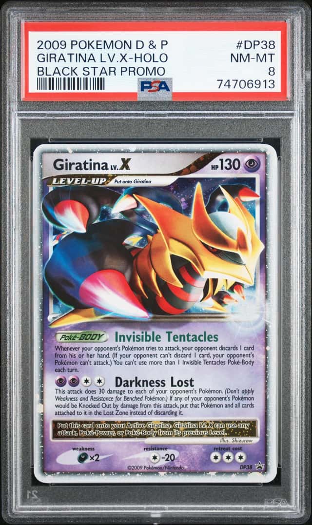 2009 POKEMON DIAMOND & PEARL BLACK STAR PROMO #DP38 GIRATINA LV.X-HOLO PSA 8