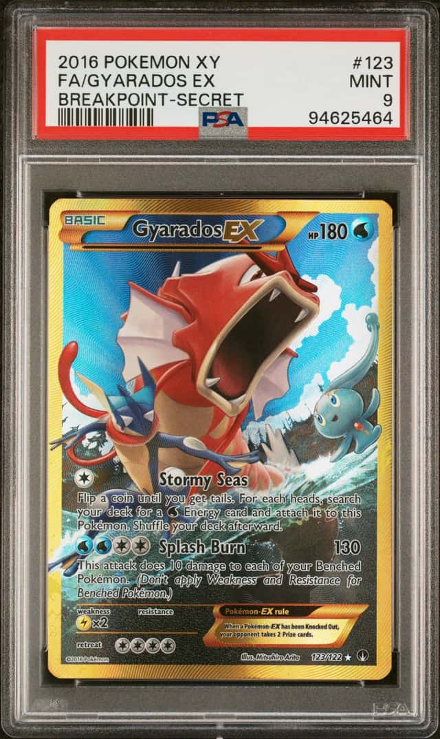 POKEMON FA/GYARADOS EX 2016 XY BREAKPOINT-SECRET #123 PSA 9