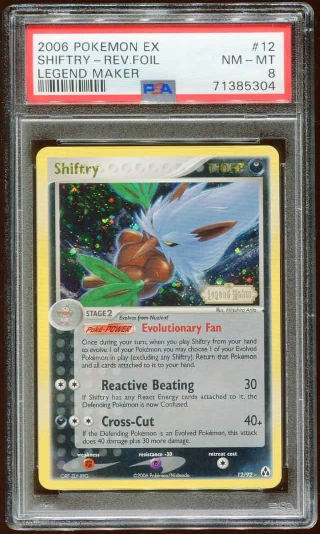 2006 POKEMON EX LEGEND MAKER SHIFTRY #12/92 REVERSE STAMPED HOLO FOIL PSA 8 E10