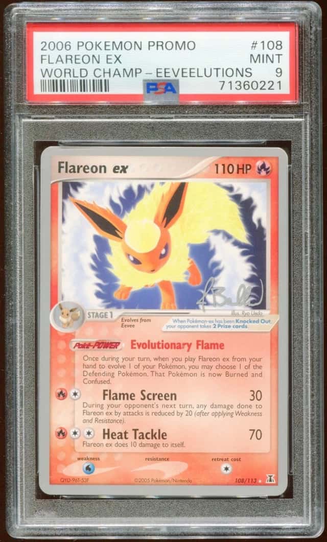 2006 POKEMON WORLD CHAMPIONSHIPS EEVEELUTIONS FLAREON EX NON-HOLO 108 PSA 9 E10