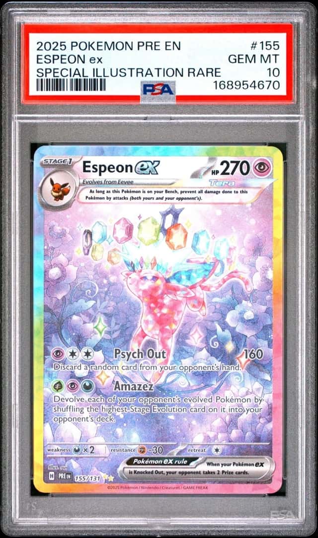 2025 POKEMON PRISMATIC EVOLUTIONS SPECIAL ILLUSTRATION RARE ESPEON EX PSA 10