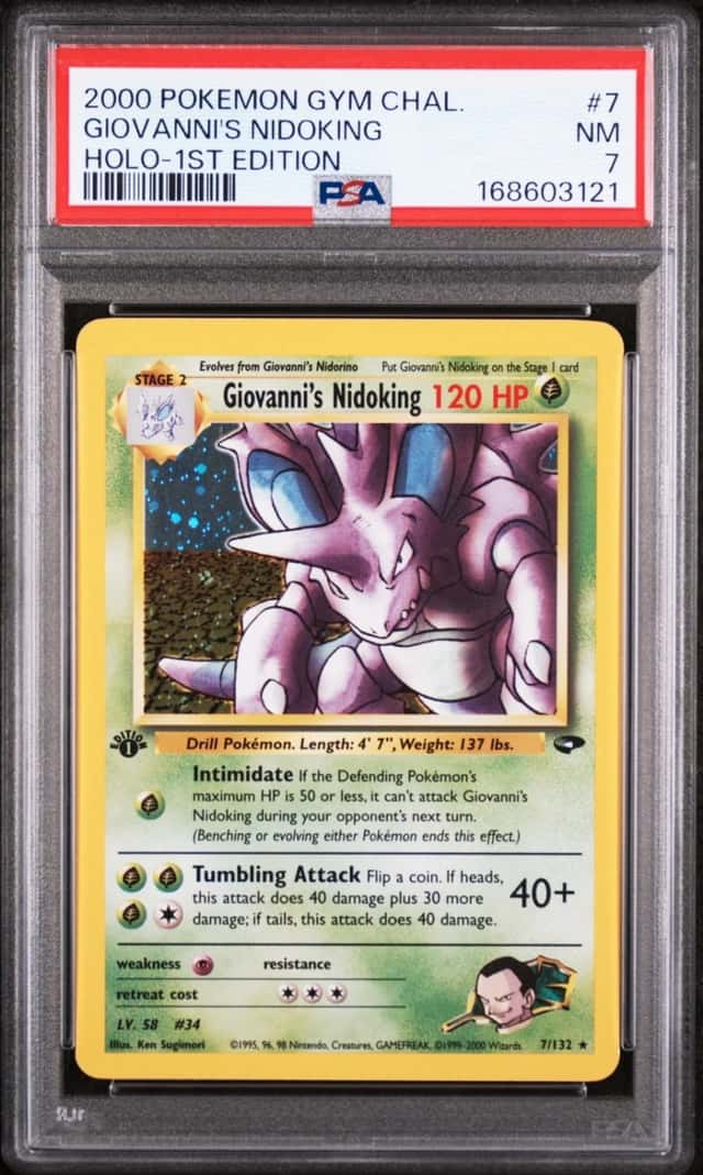 2000 POKEMON GYM CHALLENGE HOLO-1ST EDITION #7 GIOVANNI'S NIDOKING PSA 7