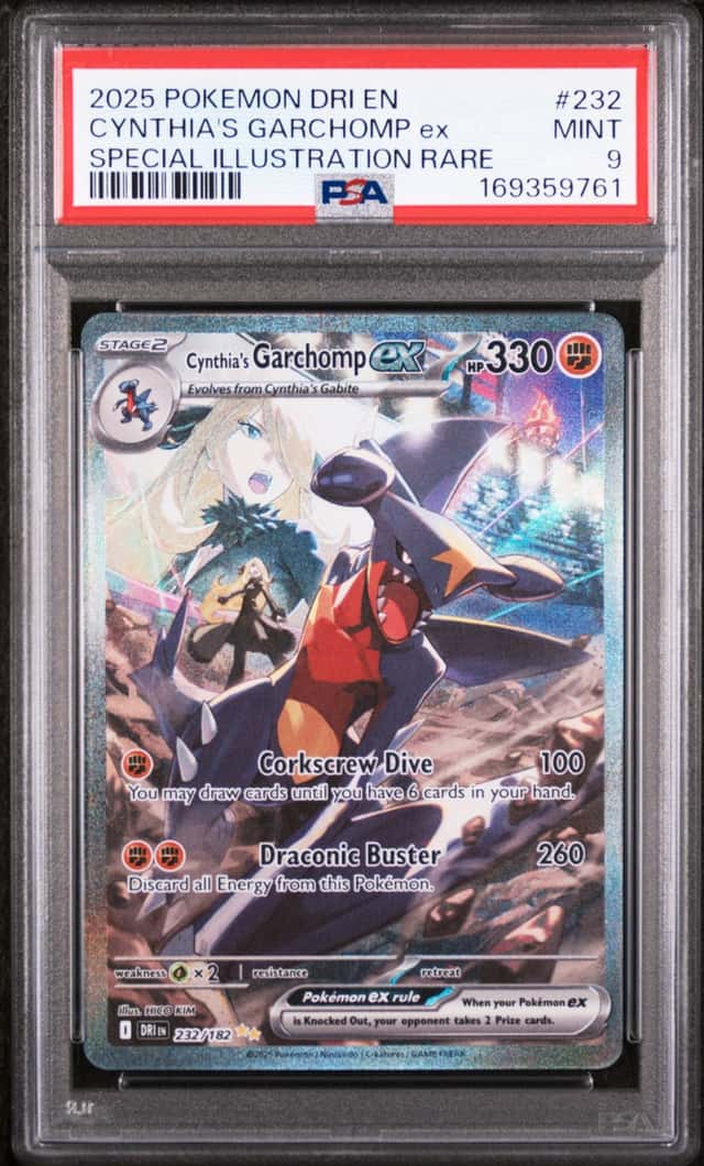 2025 POKEMON DESTINED RIVALS SPECIAL ILLUSTRATION CYNTHIA'S GARCHOMP EX PSA 9