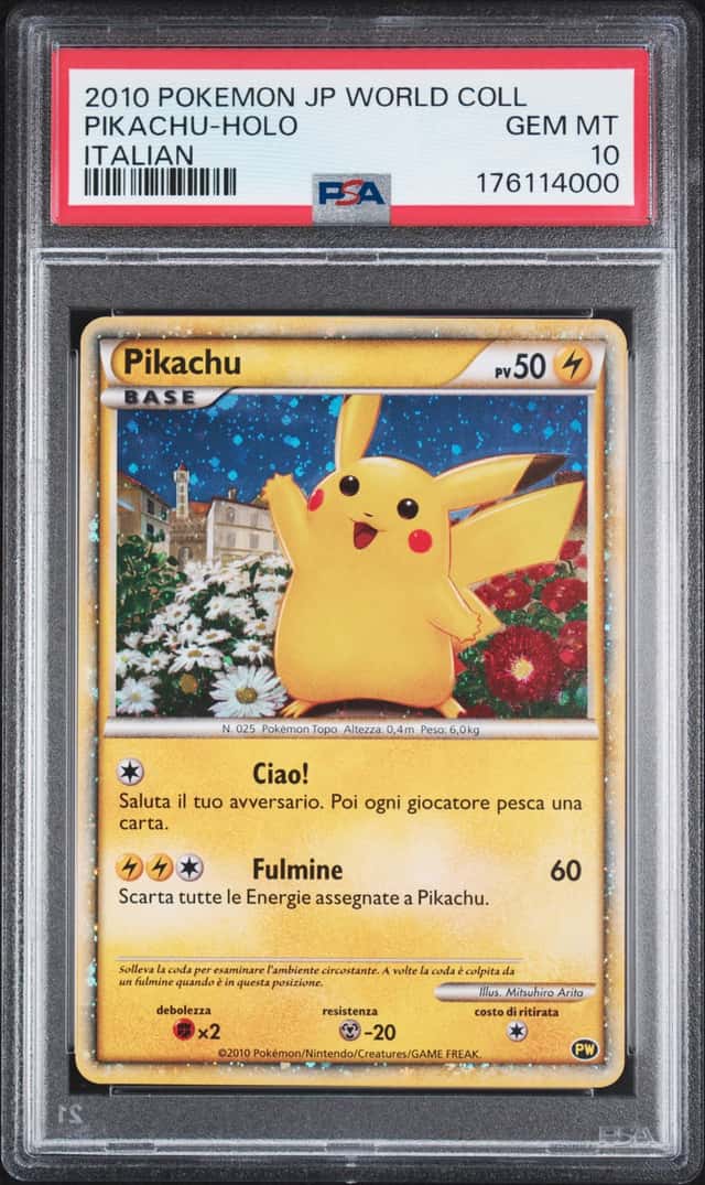 2010 Pokemon JP World Collection Pikachu Holo Italian PSA 10 GEM MINT