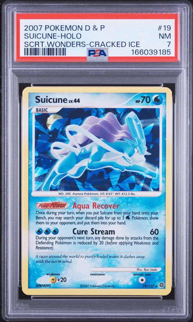 2007 Pokémon Diamond & Pearl Secret Wonders Suicune Cracked Ice Holo PSA 7
