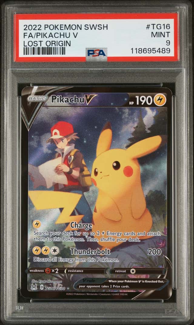 2022 Pokemon SWSH Lost Origin Pikachu V Trainer Gallery #TG16/TG30 PSA 9