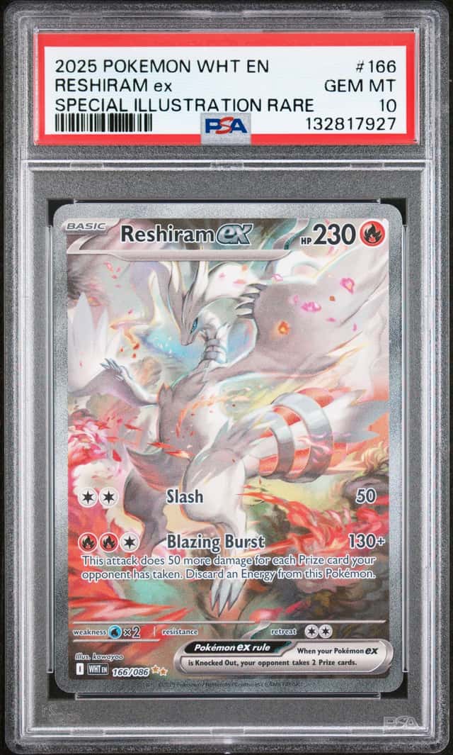 RESHIRAM EX 2025 POKEMON WHITE FLARE 166/086 SIR PSA 10 Q3963-7