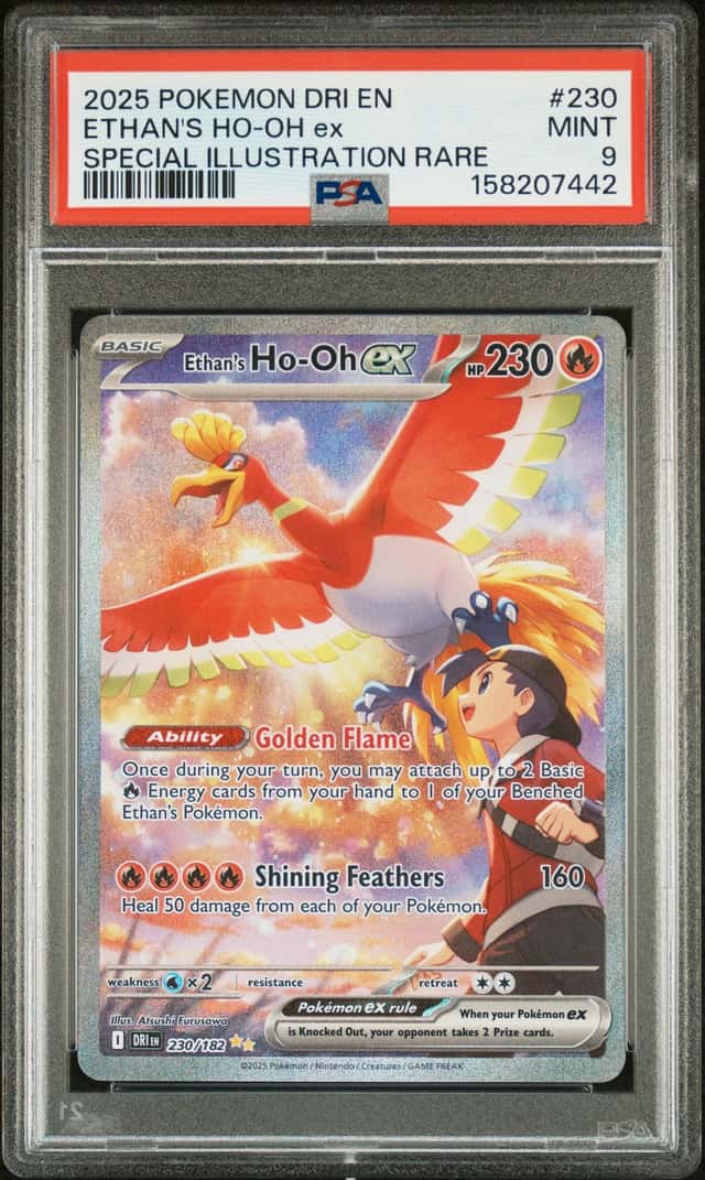 HO-OH 2025 POKEMON DESTINED RIVALS 230/182 SPECIAL ILLUSTRATION RARE PSA 9 Q4374