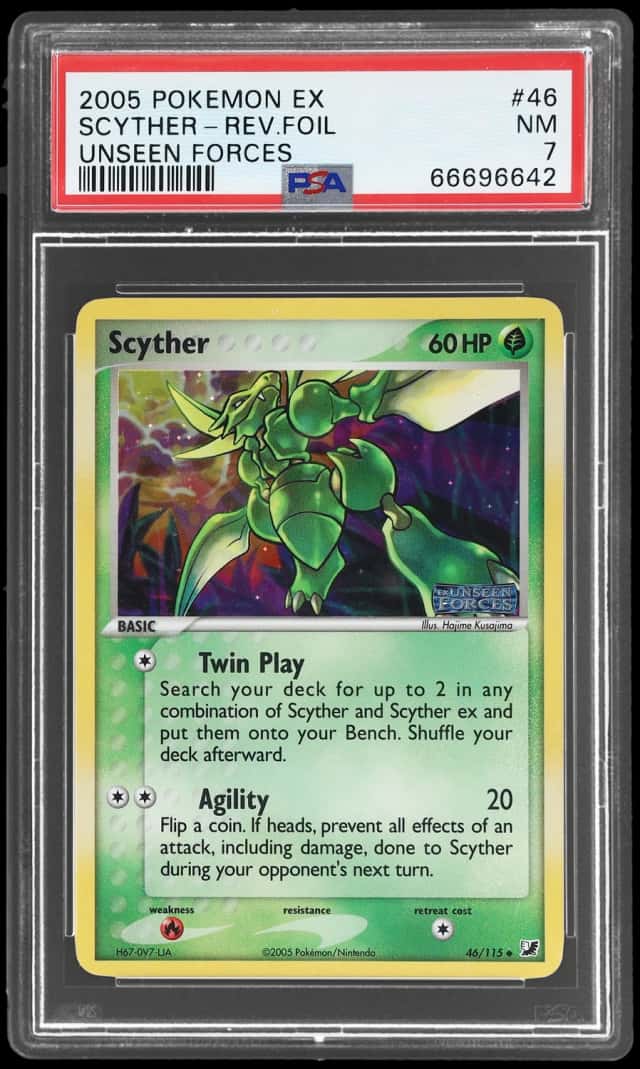 2005 Pokemon Ex Unseen Forces Reverse Holo Scyther #46