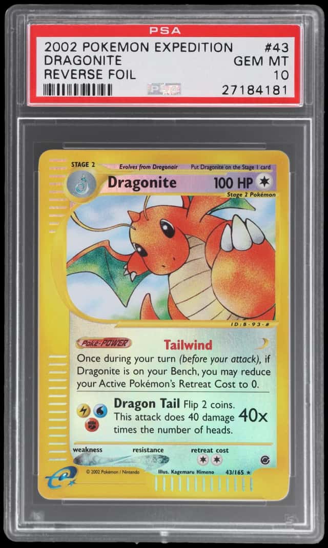 2002 Pokemon Expedition Reverse Holo Dragonite #43
