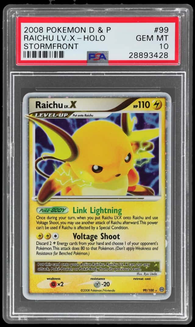 2008 Pokemon Diamond and Pearl Stormfront Holo Raichu Lv X #99