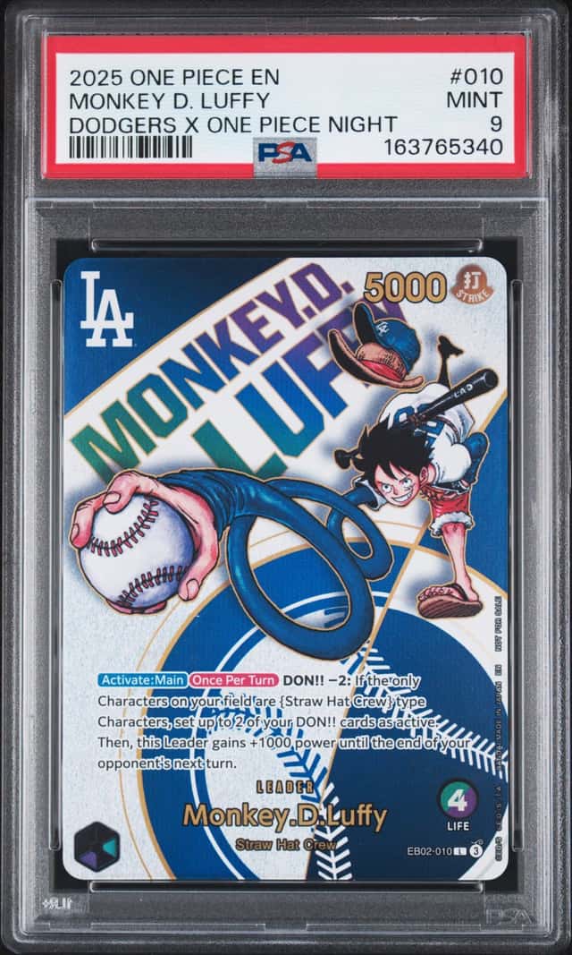 2025 One Piece En Dodgers X One Piece Night #010 Monkey D. Luffy PSA 9 MINT