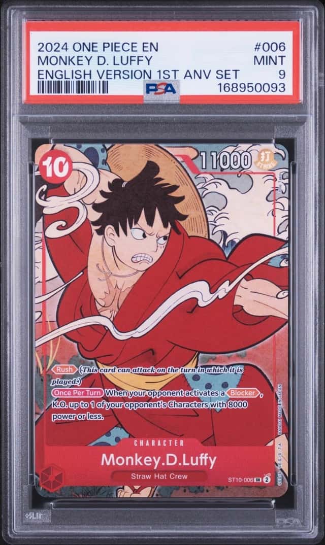 2024 ONE PIECE ENGLISH VERSION 1ST ANNIVERSARY SET #006 MONKEY D. LUFFY PSA 9