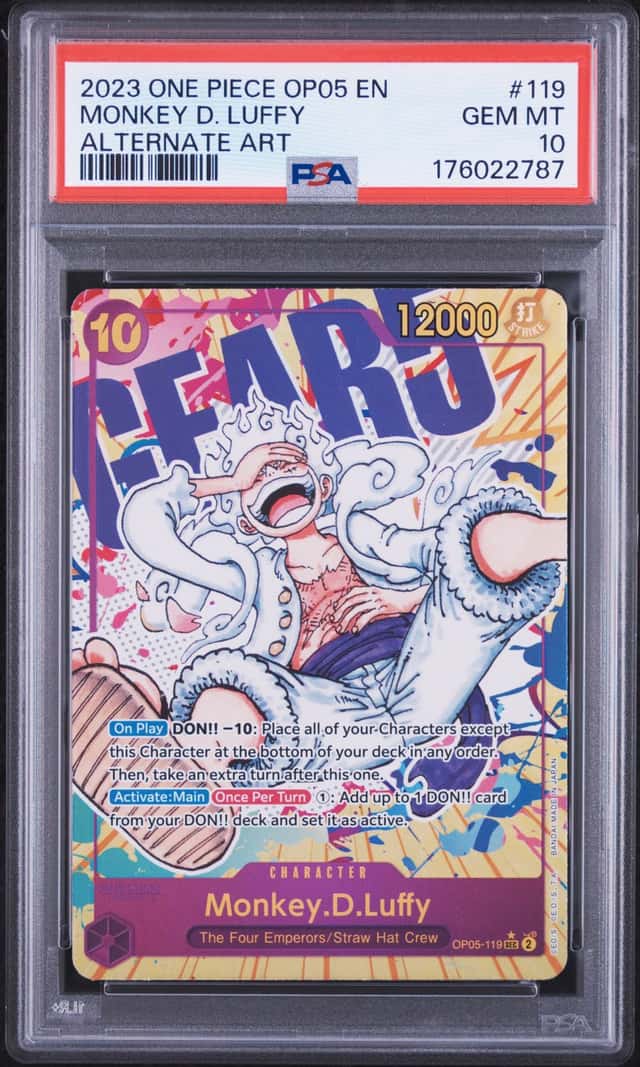 2023 One Piece New Era Monkey D. Luffy Secret Rare Gear Alt Art #OP05-119 PSA 10