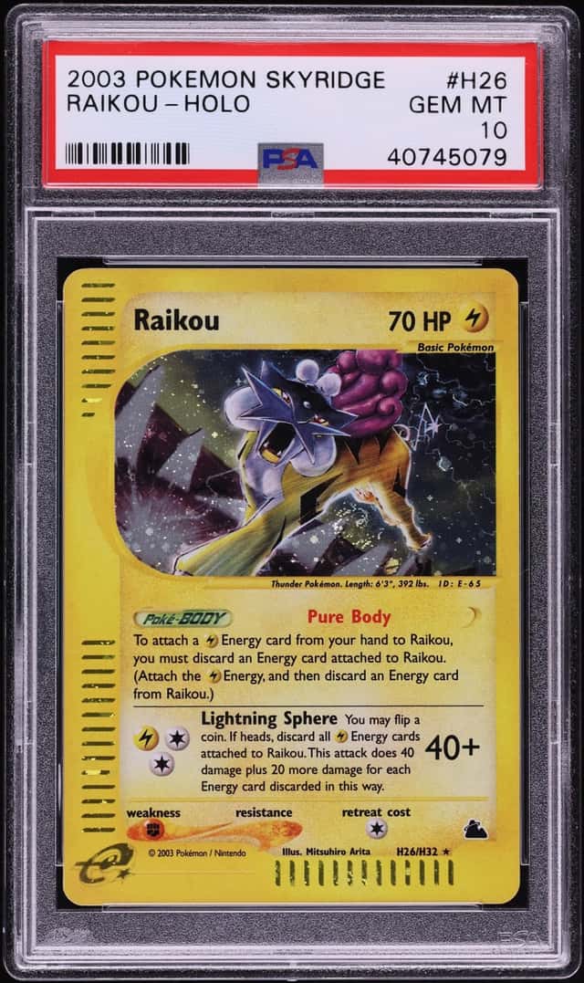 2003 Pokemon Skyridge Holo Raikou #H26 PSA 10 GEM MINT