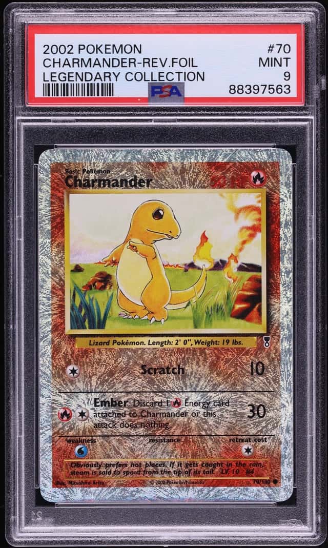 2002 Pokemon Legendary Collection Reverse Holo Charmander #70 PSA 9 MINT