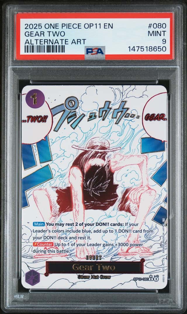 2025 One Piece OP11-080 ENG GEAR TWO Alternate Art PSA 9 A Fist of Divine Speed