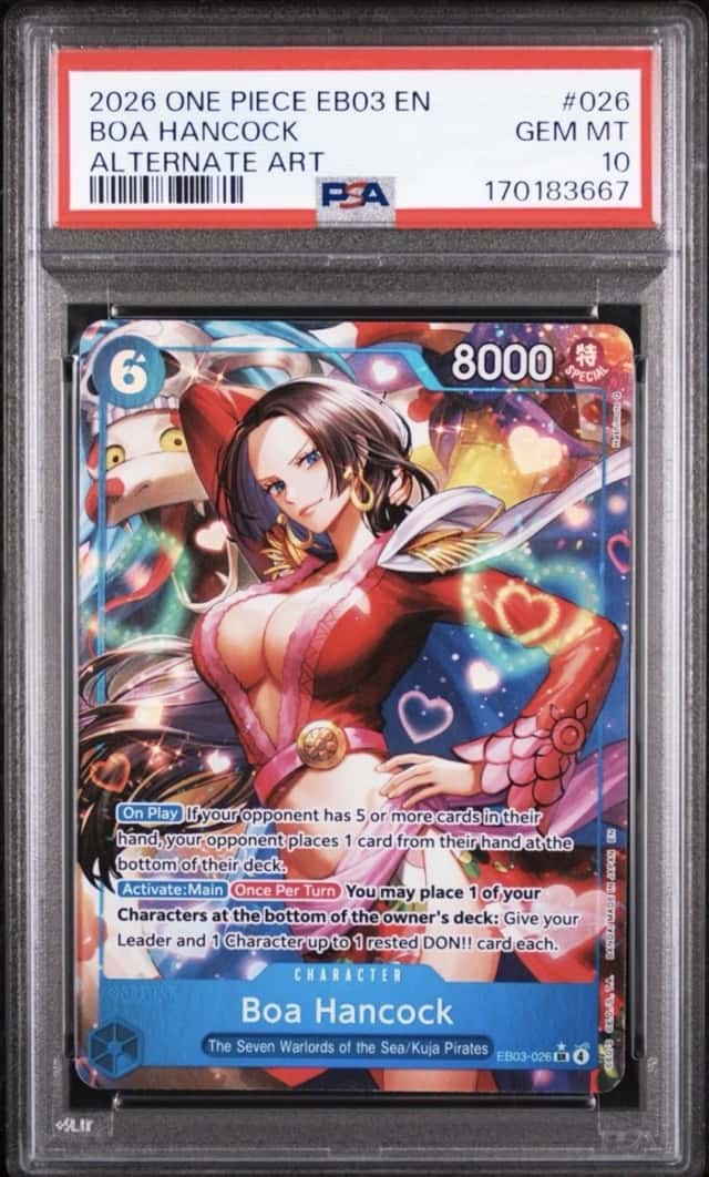 2026 One Piece EB03-Extra Booster Heroine’s Edition Alt Art Boa Hancock PSA 10