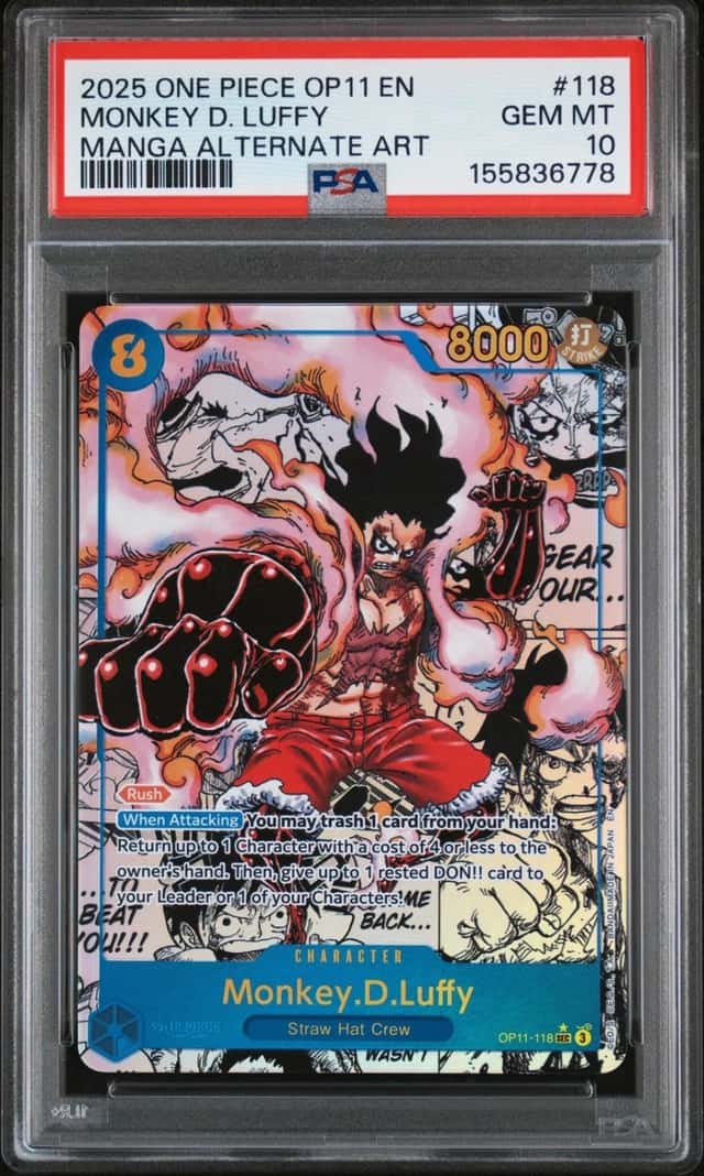 One Piece Monkey D. Luffy Op11 118 Manga Alternate Art PSA 10 Gem Mint