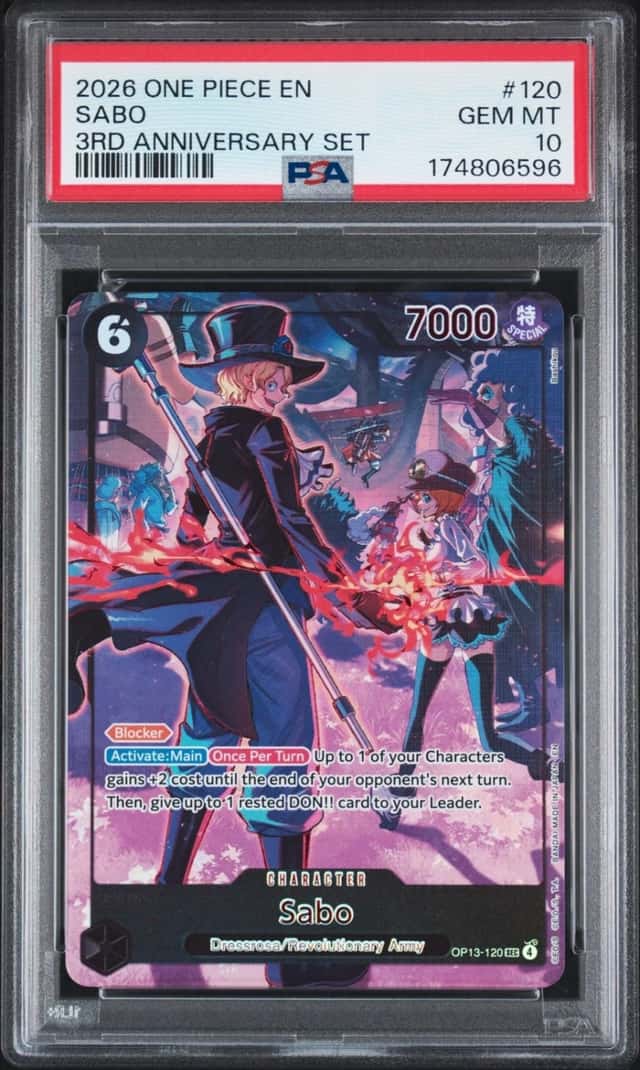 2026 ONE PIECE ENGLISH VERSION 3RD ANNIVERSARY SET #120 SABO PSA 10