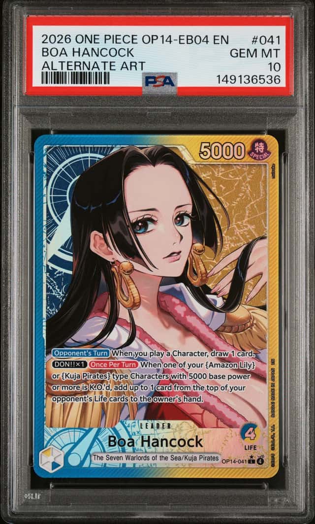 Bandai One Piece CCG Boa Hancock OP14-041 Leader Foil Alternate Art PSA 10