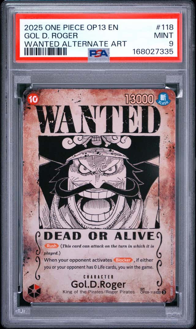 2025 One Piece OP13 En Wanted Alternate Art #118 Gol D. Roger PSA 9 MINT