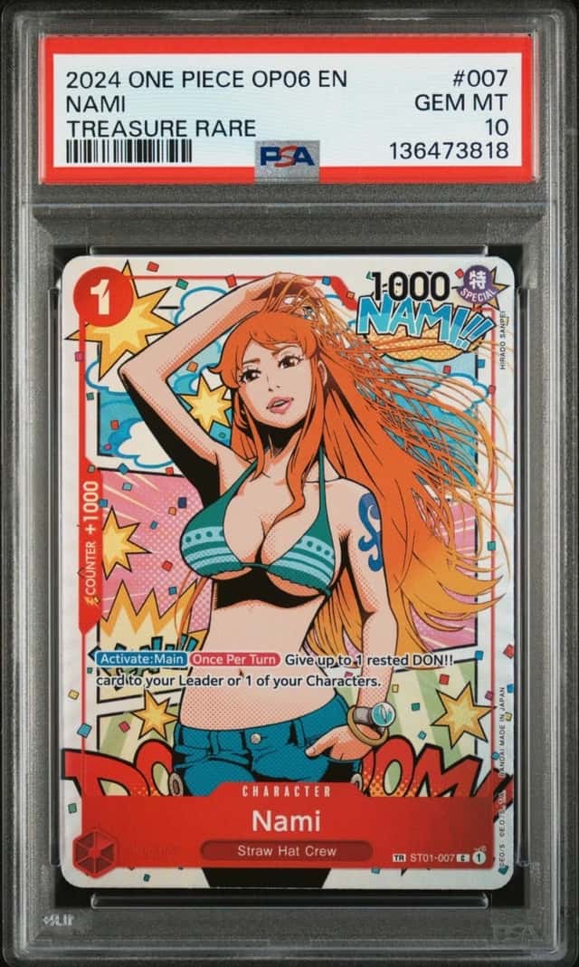 ONE PIECE NAMI 2024 OP06-WINGS OF THE CAPTAIN #007 TREASURE RARE PSA 10
