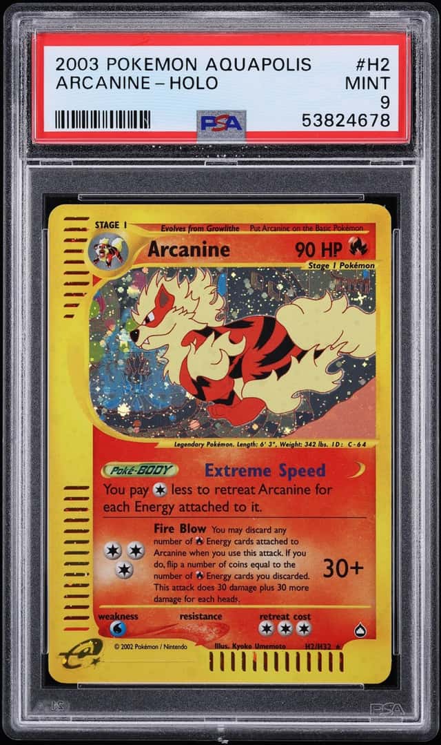 2003 Pokemon Aquapolis Holo Arcanine #H2 PSA 9 MINT
