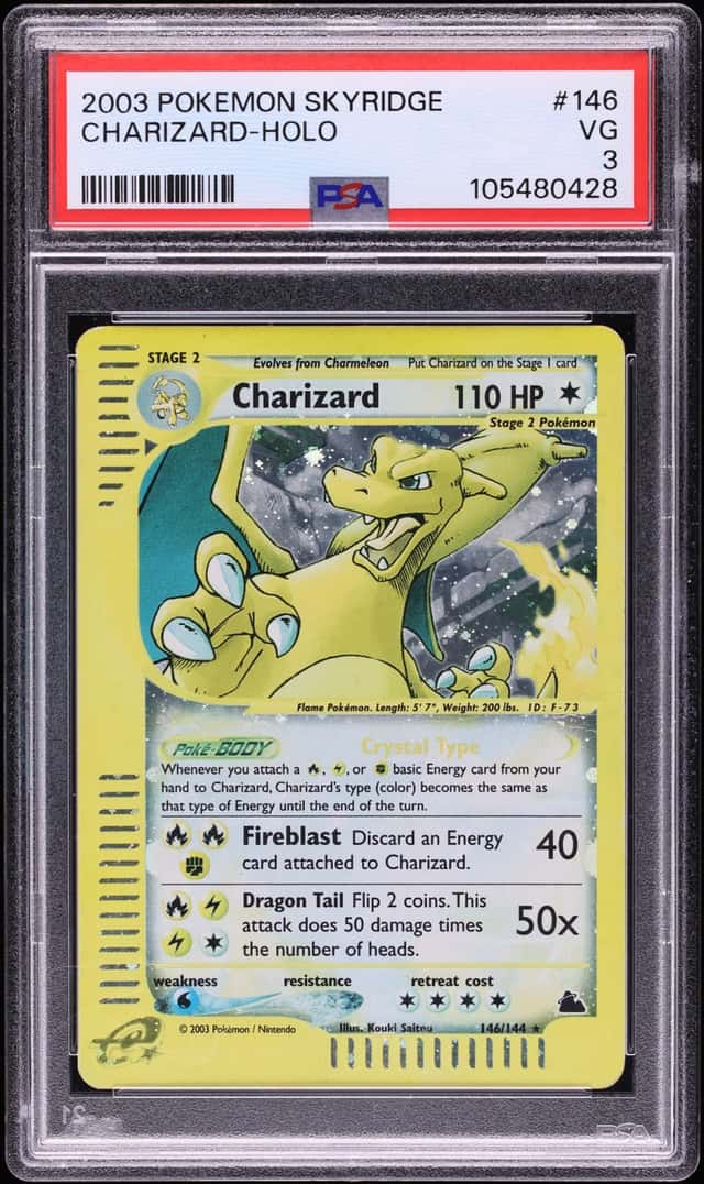 2003 Pokemon Skyridge Holo Crystal Charizard #146 PSA 3 VG