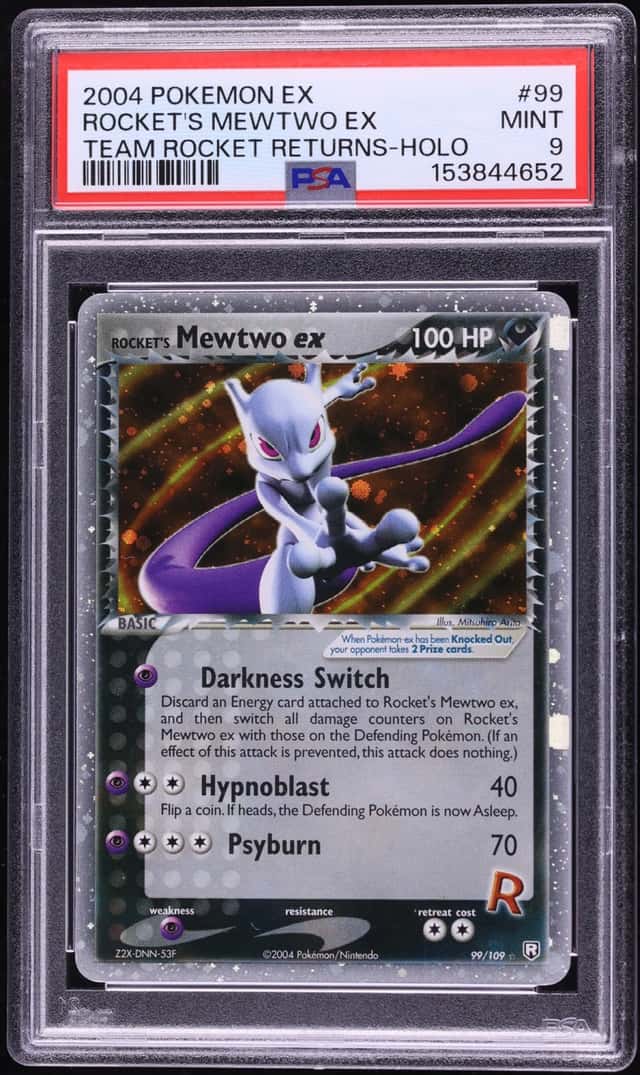2004 Pokemon EX Team Rocket Returns Holo Rocket's Mewtwo Ex #99 PSA 9 MINT