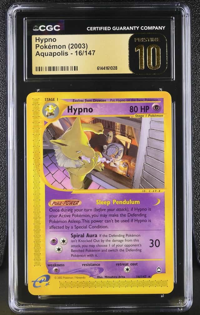 2003 Pokemon Aquapolis Hypno #16 CGC 10 PRISTINE