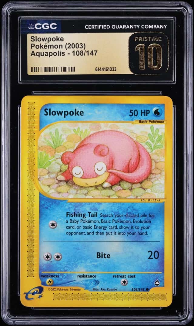 2003 Pokemon Aquapolis Slowpoke #108 CGC 10 PRISTINE