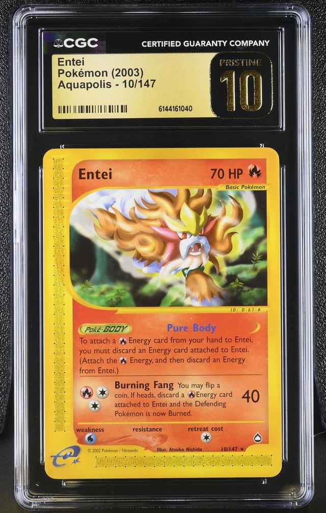 2003 Pokemon Aquapolis Entei #10 CGC 10 PRISTINE