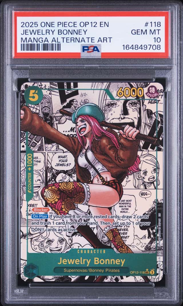 2025 One Piece Legacy Of The Master Manga Alt Art Jewelry Bonney #OP12-118 PSA 10 GEM MINT